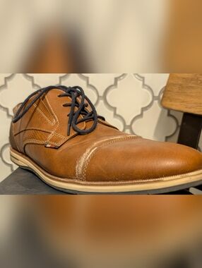 Tommy Hilfiger Men’s Brown Leather Lace-Up Dress Shoes